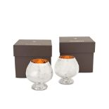 Two boxed modern design French silver tumblers with stands Emile Puiforcat, Paris, with French f...