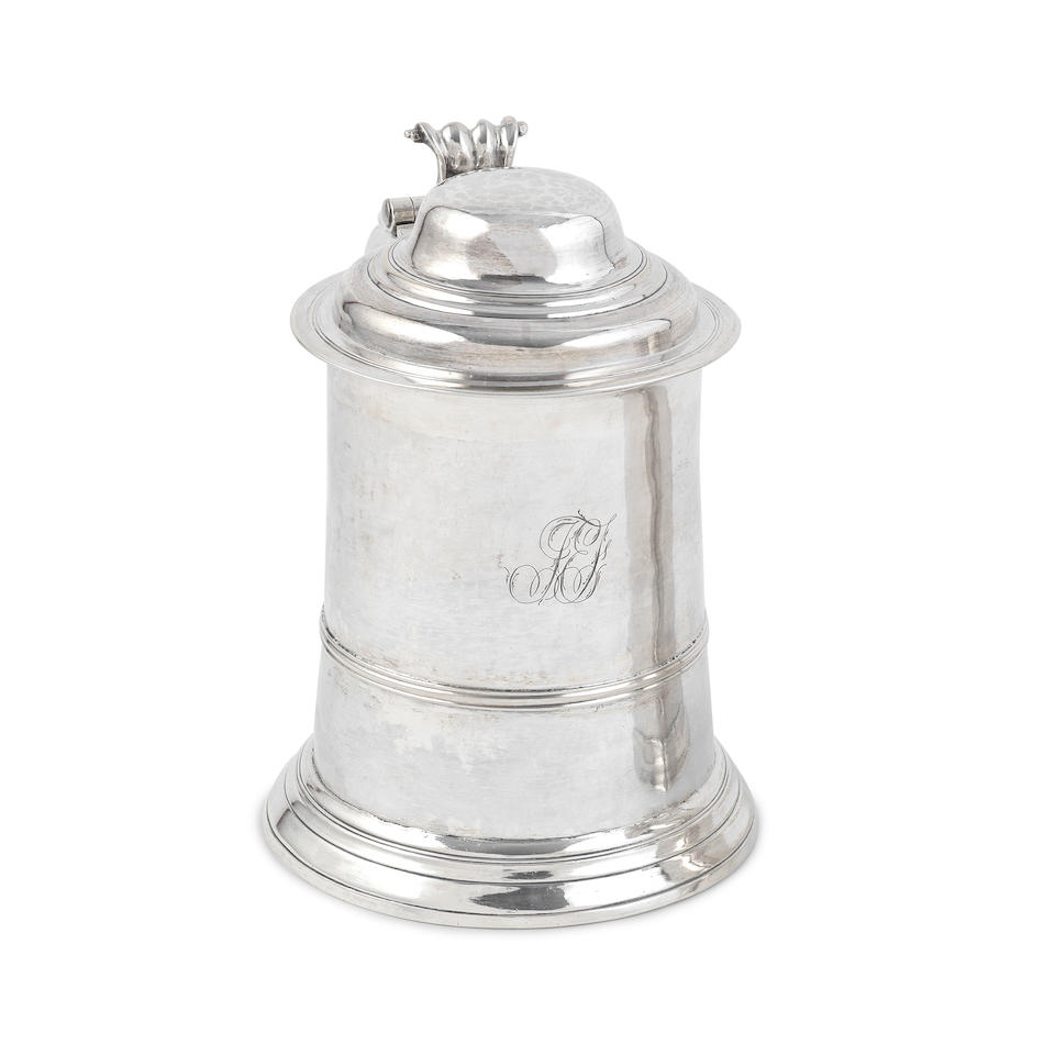 A George II silver lidded tankard William Shaw & William Priest, London 1758