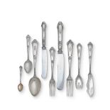 A German silver flatware service possibly Bruckmann & Söhne, stamped crown and crescent and...