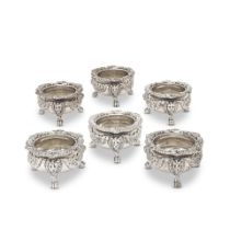 A George III set of six silver salts S C Younge & Co, Sheffield 1815 (6)