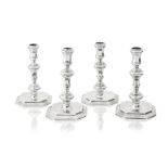 A matched set of four Dutch silver candlesticks Maker's mark possibly for Siewert van Tongerloo,...