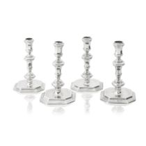 A matched set of four Dutch silver candlesticks Maker's mark possibly for Siewert van Tongerloo,...