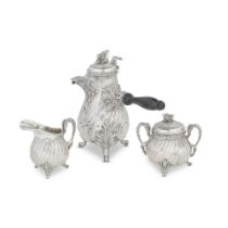 A Mexican silver three-piece coffee service stamped Sanborns Mexico Sterling, Hecho En Mexico D....