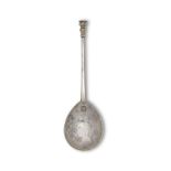 A 17th century provincial silver seal top spoon only marked in front of bowl, possibly flower he...