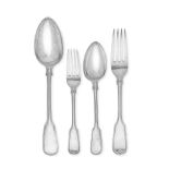 A silver Fiddle and Thread pattern flatware service predominantly Francis Higgins (Qty)