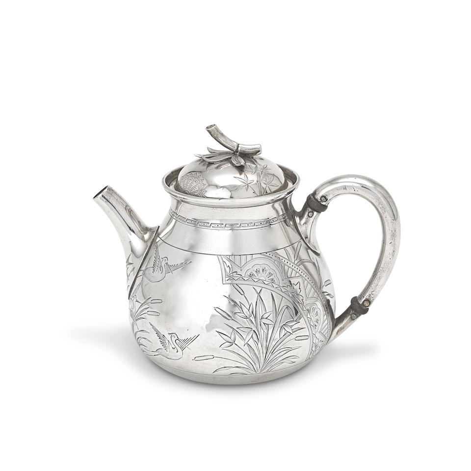 A Victorian silver Aesthetic batchelors' teapot John Samuel Hunt, London 1886, also stamped GOLD...