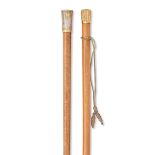 A George III gold mounted walking cane together with a late 18th / early 19th century bi-coloure...