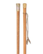 A George III gold mounted walking cane together with a late 18th / early 19th century bi-coloure...