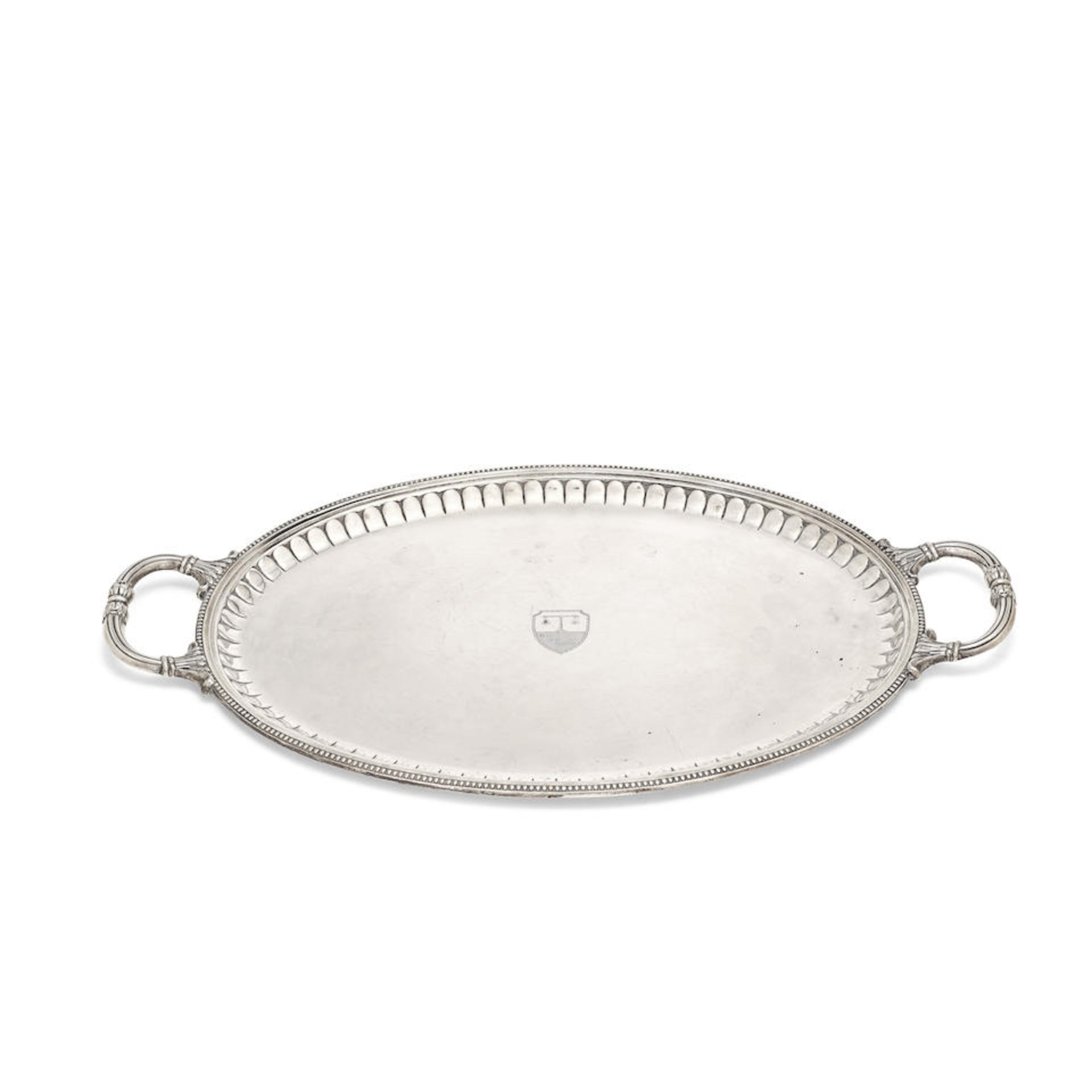 A Continental silver two-handled tray stamped with a maker's mark and 800