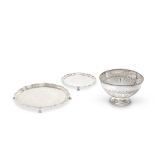 Two 18th century style silver salvers first James Dixon & Sons, Sheffield 1930, second Charles S...