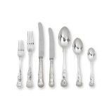 A silver King's pattern flatware service, together with modern cutlery predominately George Adam...