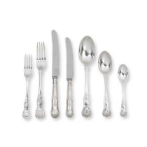 A silver King's pattern flatware service, together with modern cutlery predominately George Adam...