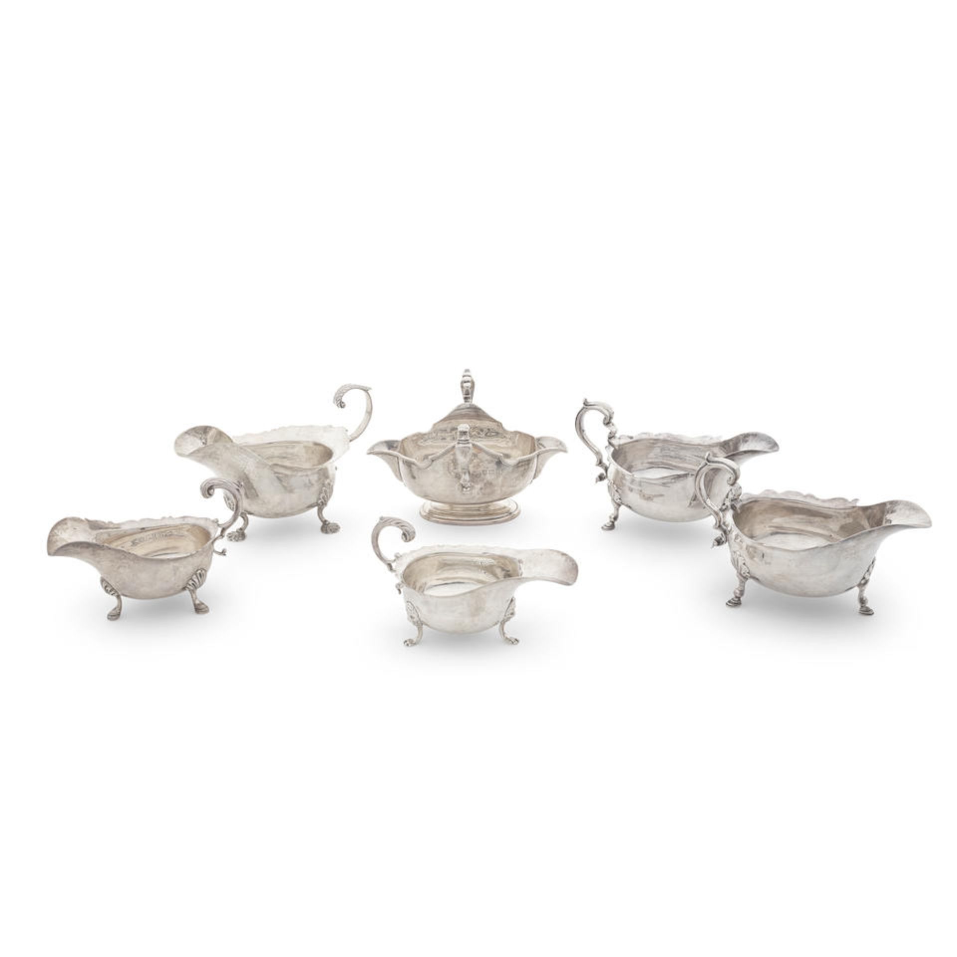 A collection of six silver sauceboats various maker's and dates (6)