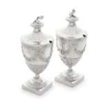 A pair of George III silver Neo Classical condiment vases William Holmes, London 1792 (2)