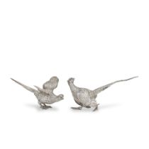 A pair of silver pheasants Israel Freeman & Son Ltd, London import marks for London, 1960 (2)