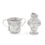 A George II silver tea caddy script maker's mark G mullet ?, probably George Ibbott, London 1758...