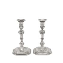 A pair of early 18th century Dutch cast silver candlesticks Pieter Van Ellinckhujsen, 's Gravenh...