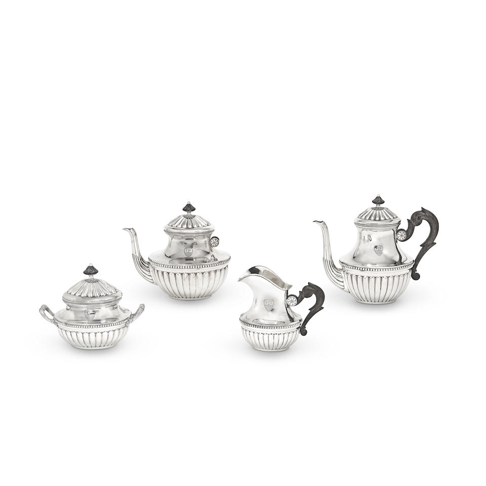 A Continental silver four-piece tea and coffee service stamped with a maker's mark and 800 (4)