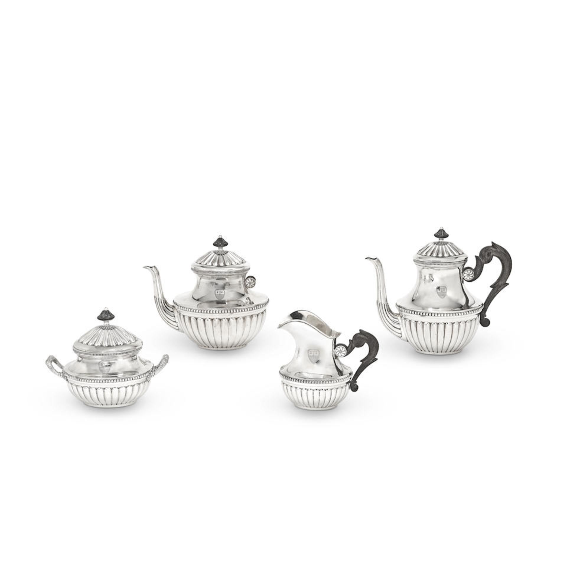 A Continental silver four-piece tea and coffee service stamped with a maker's mark and 800 (4)