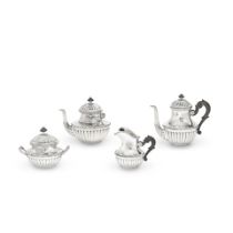 A Continental silver four-piece tea and coffee service stamped with a maker's mark and 800 (4)