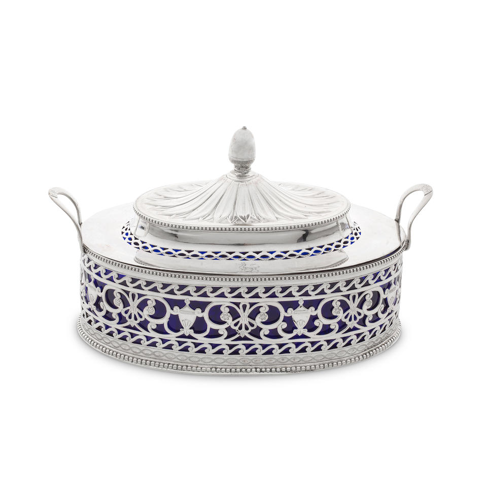 A good George III pierced silver Neo Classical covered two-handled butter dish Richard Morton & ...