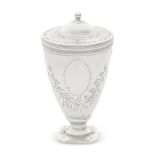 A George III urn-shaped silver nutmeg grater William Key overstriking possibly Thomas Shepherd, ...