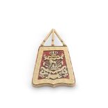 REGIMENTAL INTEREST: a late 19th / early 20th century gold and enamelled novelty compact, modell...