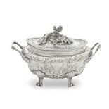 A 19th century French silver two-handled covered small tureen importers mark for Samuel Boyce L...