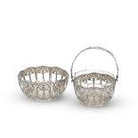 A German Art Nouveau / Jungendstil silver swing-handled silver basket and matching bowl possibly...