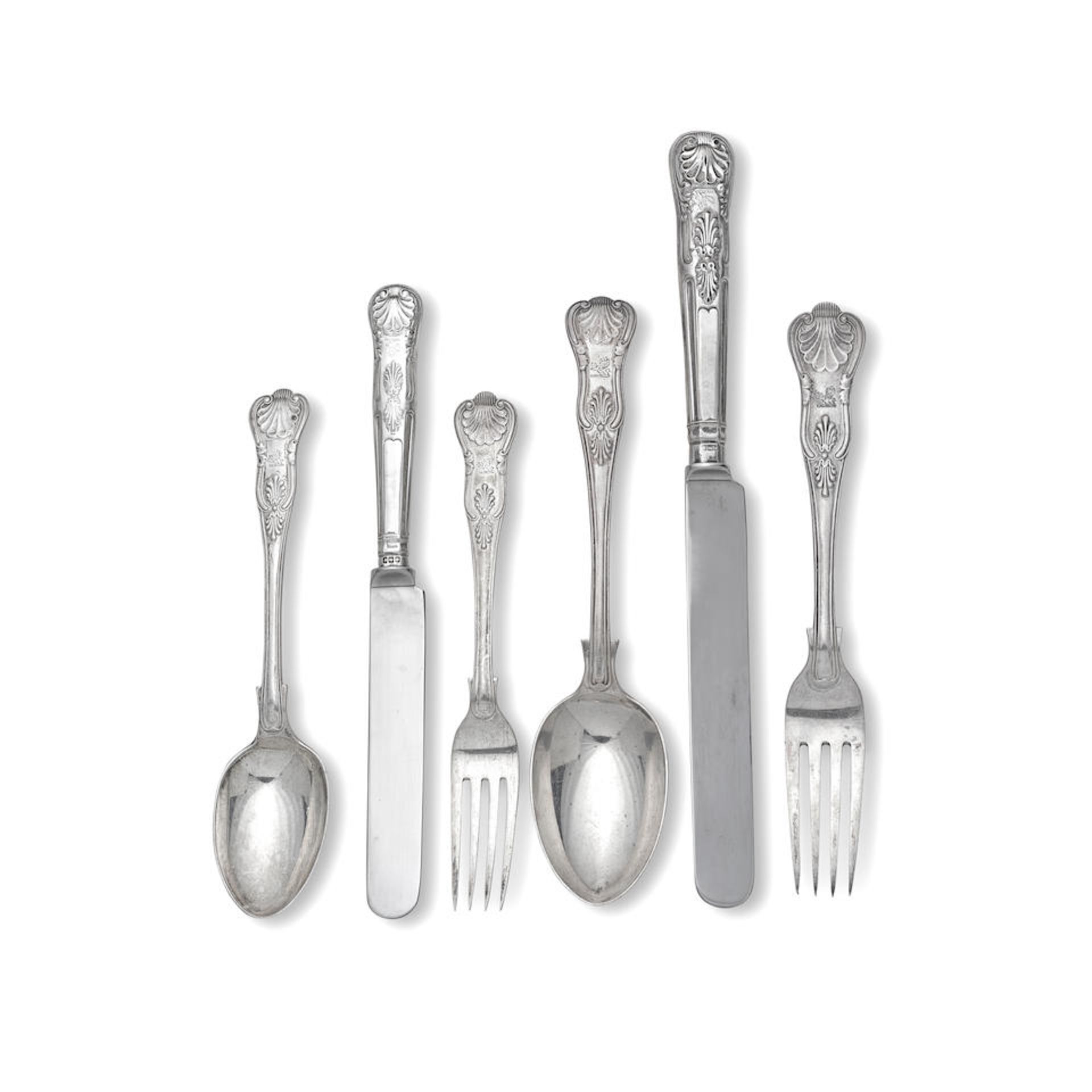 A silver King's patttern flatware service Harrison Brothers & Howson, Sheffield 1898 and Elkingt...