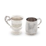 A George II silver mug London 1743 together with William IV silver christening mug, Edward, Edw...