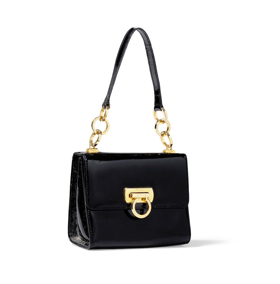 SALVATORE FERRAGAMO: PATENT GANCINI MINI BAG