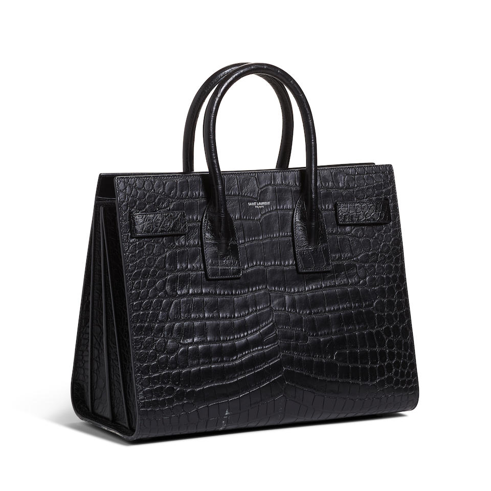 SAINT LAURENT: SAC DE JOUR SMALL EMBOSSED HANDLE BAG