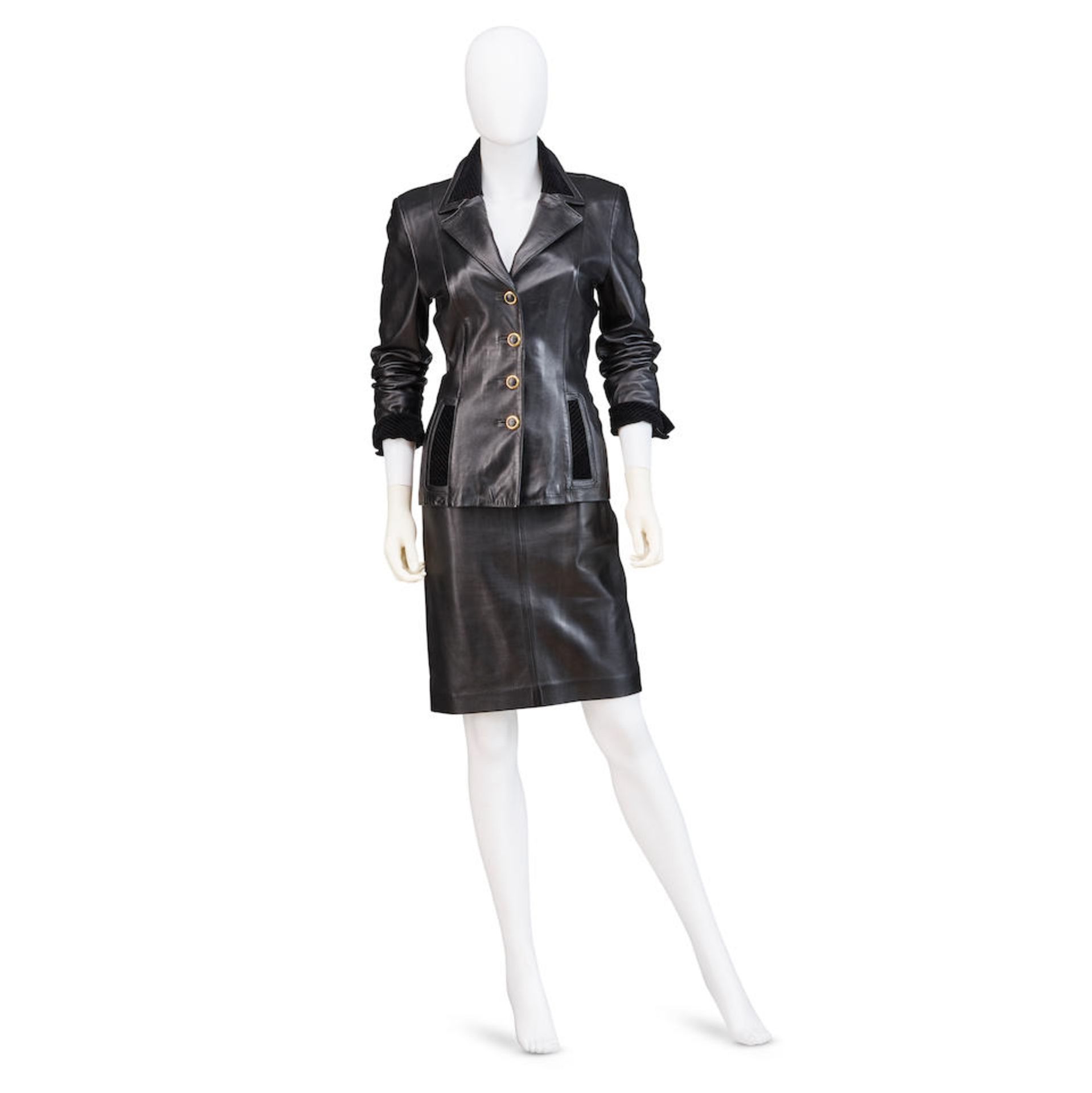 LOEWE: LEATHER SKIRTSUIT ENSEMBLE 1980's