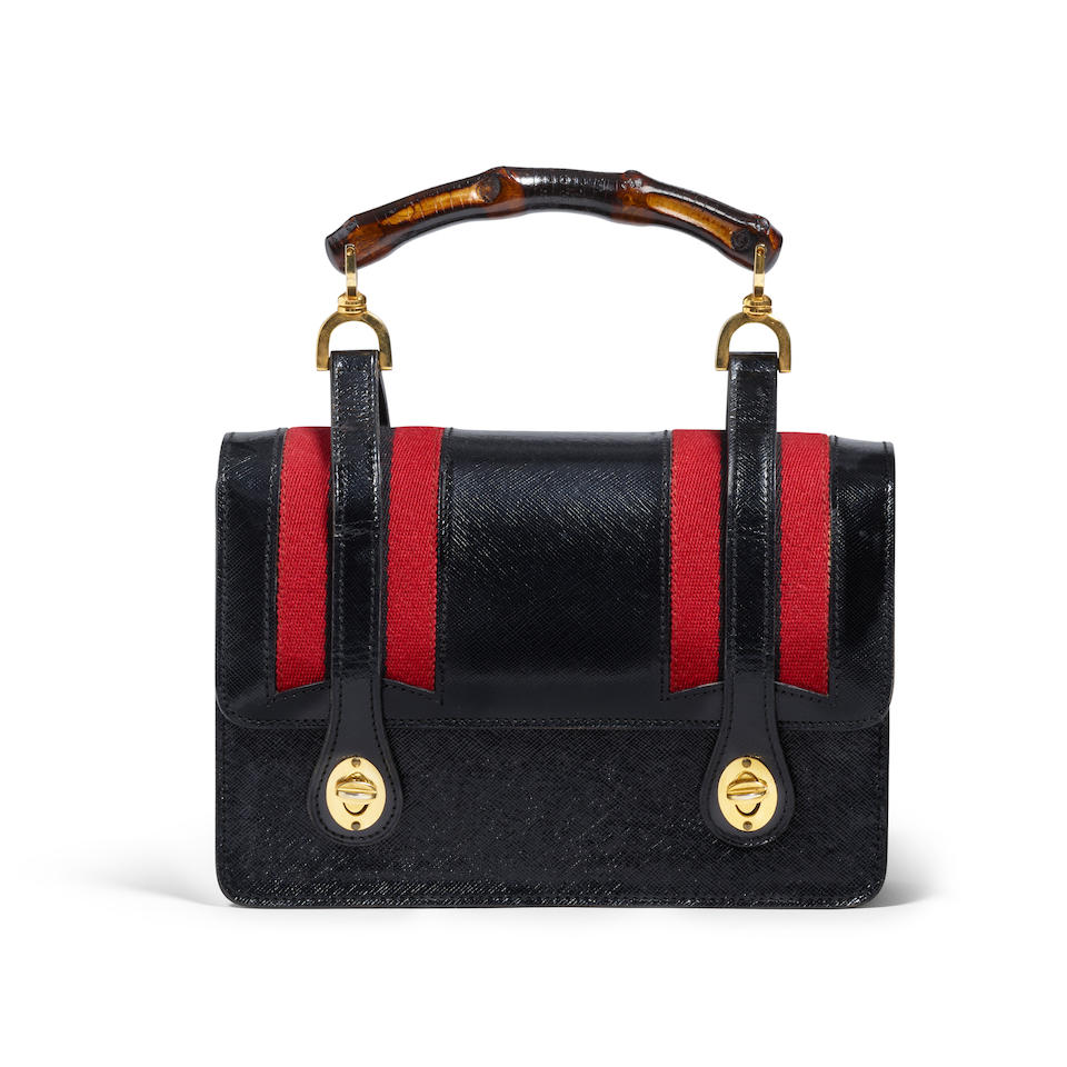 GUCCI: WEB BAMBOO HANDLE BAG 1960's - Image 3 of 3