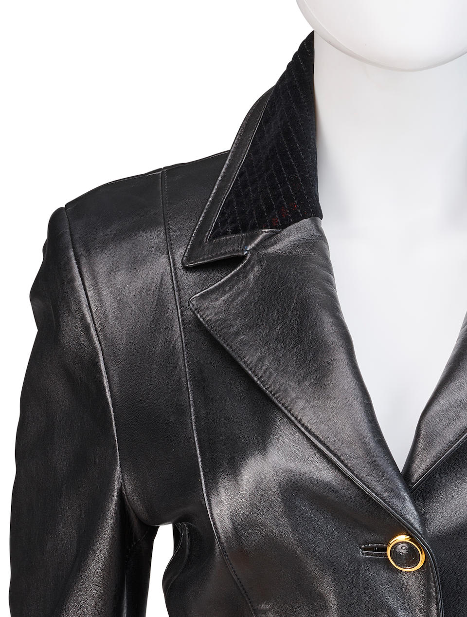 LOEWE: LEATHER SKIRTSUIT ENSEMBLE 1980's - Image 3 of 3