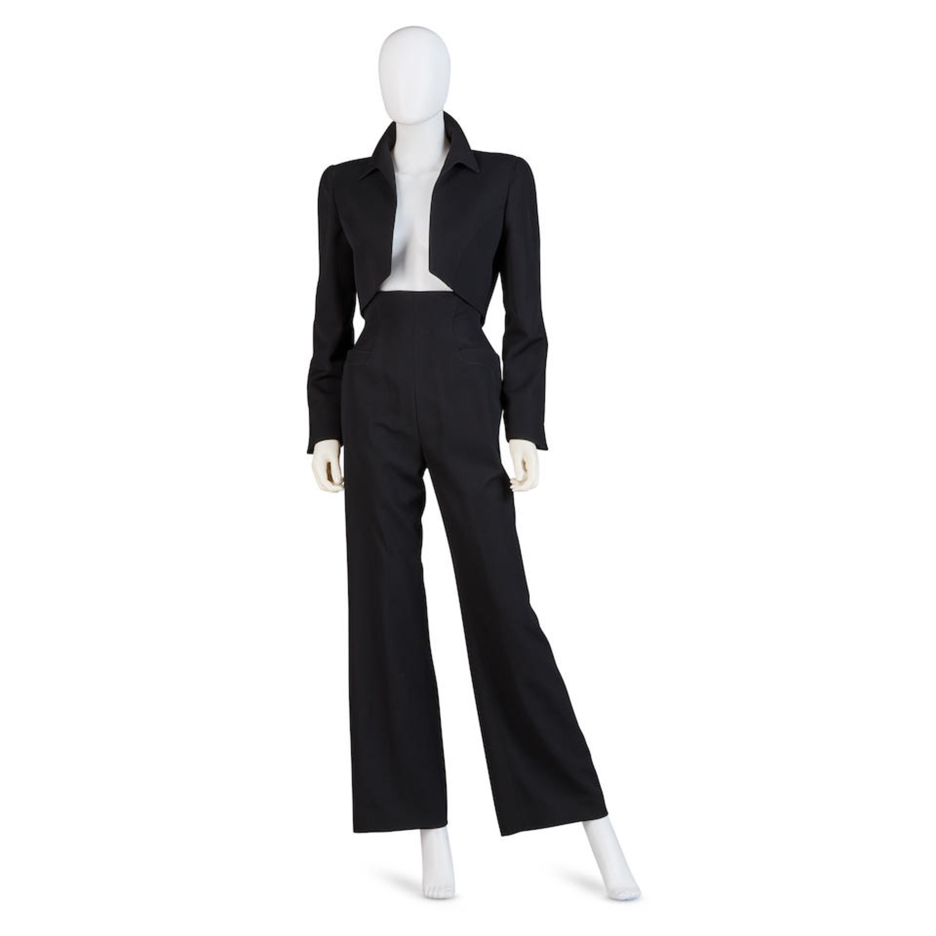 THIERRY MUGLER: CROPPED JACKET AND PANT ENSEMBLE 1980's