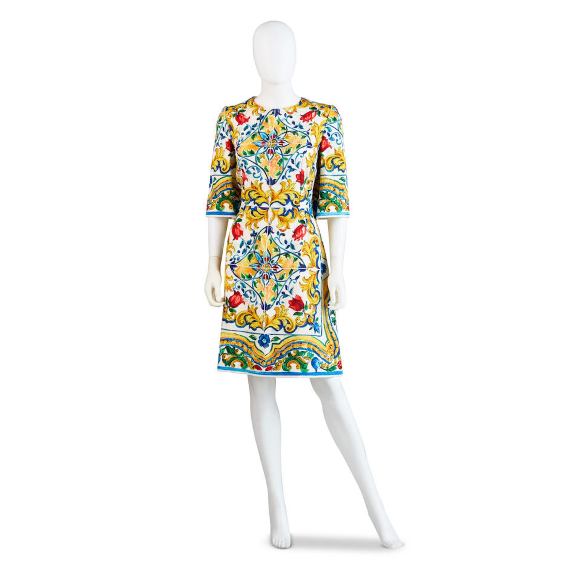 DOLCE & GABBANA: SILK MAJOLICA PRINT DRESS