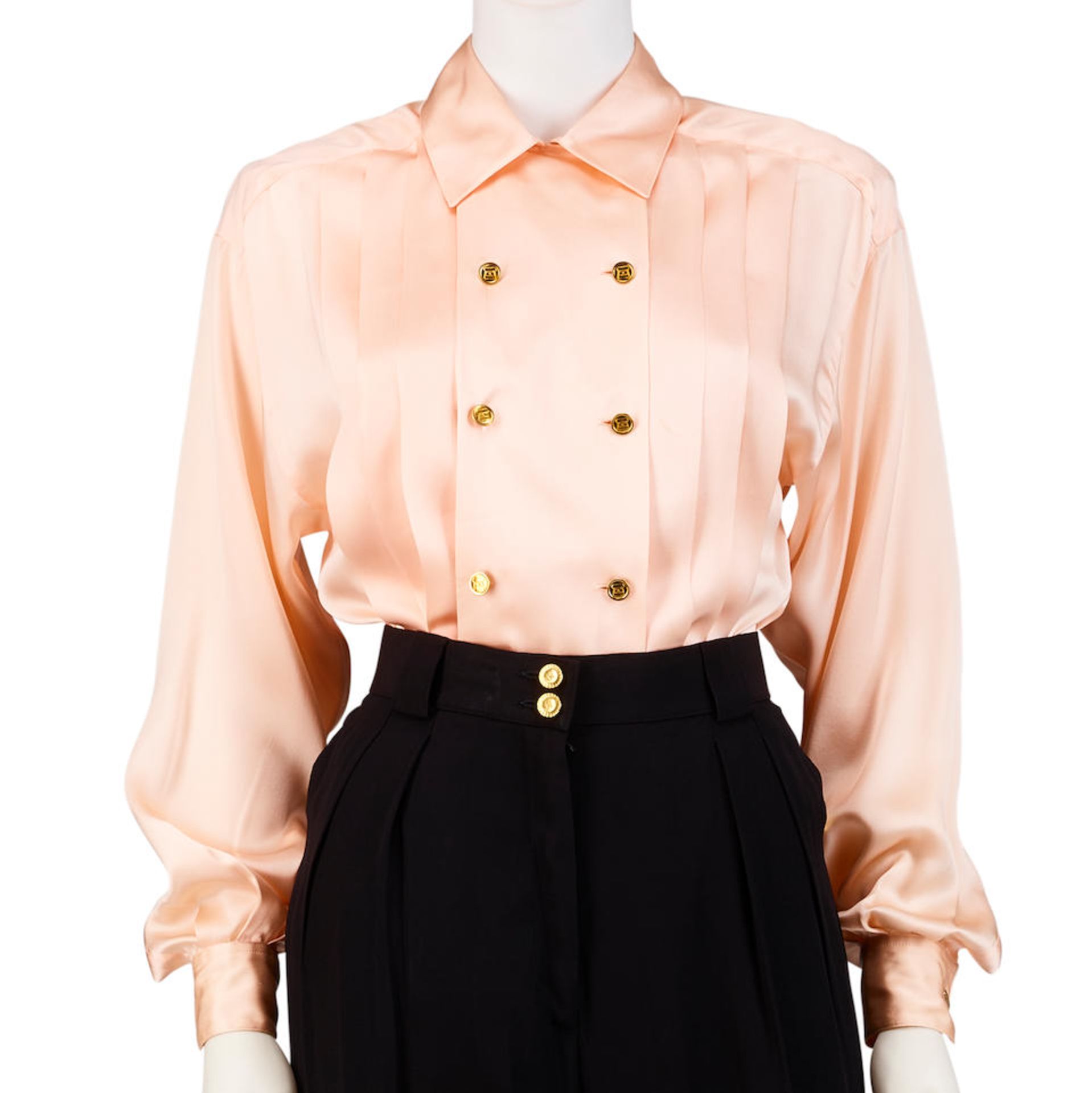CHANEL: SILK PLEATED BLOUSE 1990's