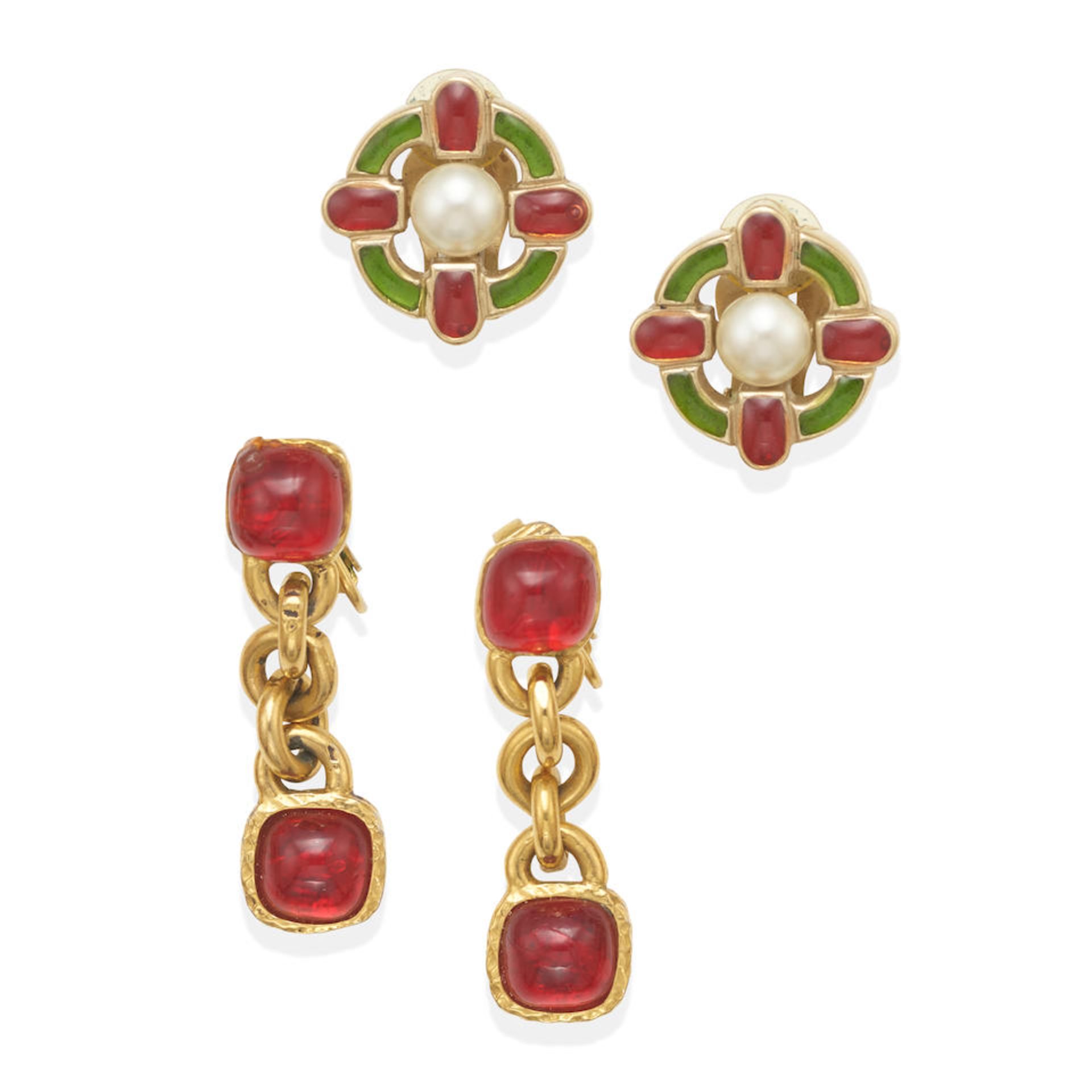 CHANEL: GROUP OF TWO PAIRS OF EARRINGS