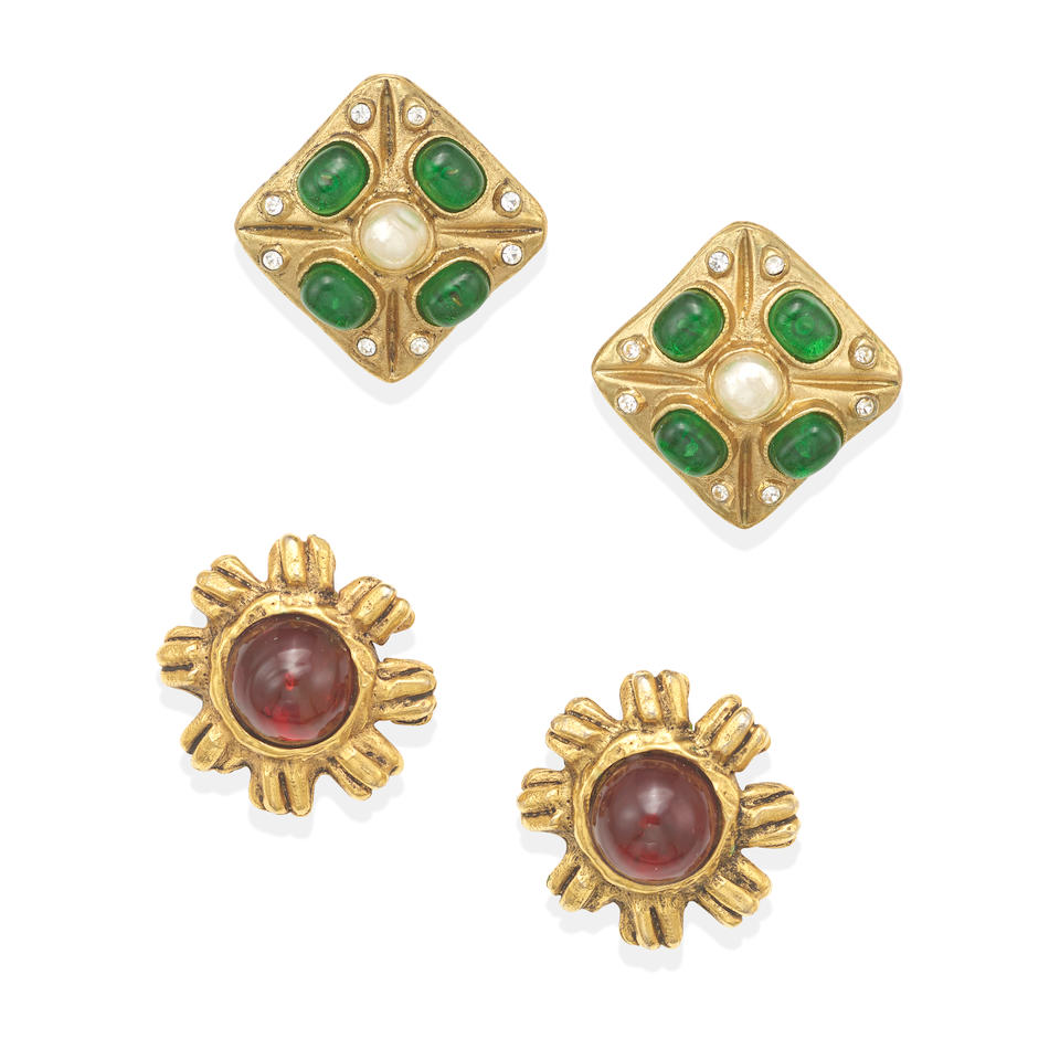 CHANEL: GROUP OF TWO PAIRS OF EARRINGS 1970's