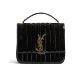 SAINT LAURENT: LARGE PATENT MATELASSE MONOGRAM VICKY BAG