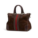 GUCCI: SUEDE LOGO SHERRY LINE BOSTON BAG 1970's