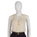 CHANEL: SLEEVELESS PLEATED SILK BLOUSE Spring 2004