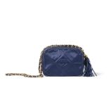 CHANEL: SATIN AND LEATHER CC CAMERA TASSEL BAG 1986-1988