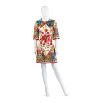 DOLCE & GABBANA: FAN BROCADE FLORAL DRESS