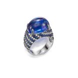 TANZANITE, SAPPHIRE AND DIAMOND RING