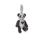 QEELIN: BLACK DIAMOND, DIAMOND AND RUBY 'BO BO PANDA' PENDANT