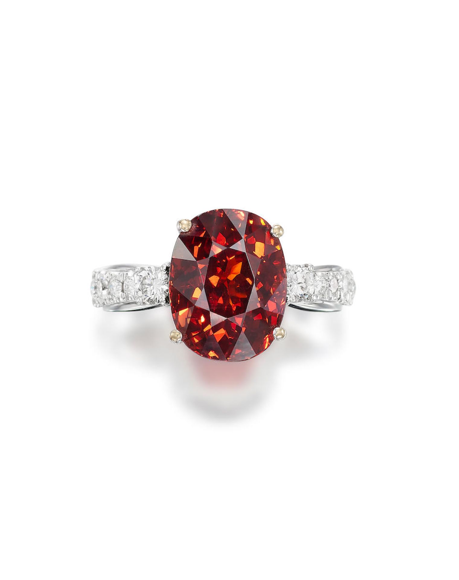 SPESSARTITE GARNET AND DIAMOND RING