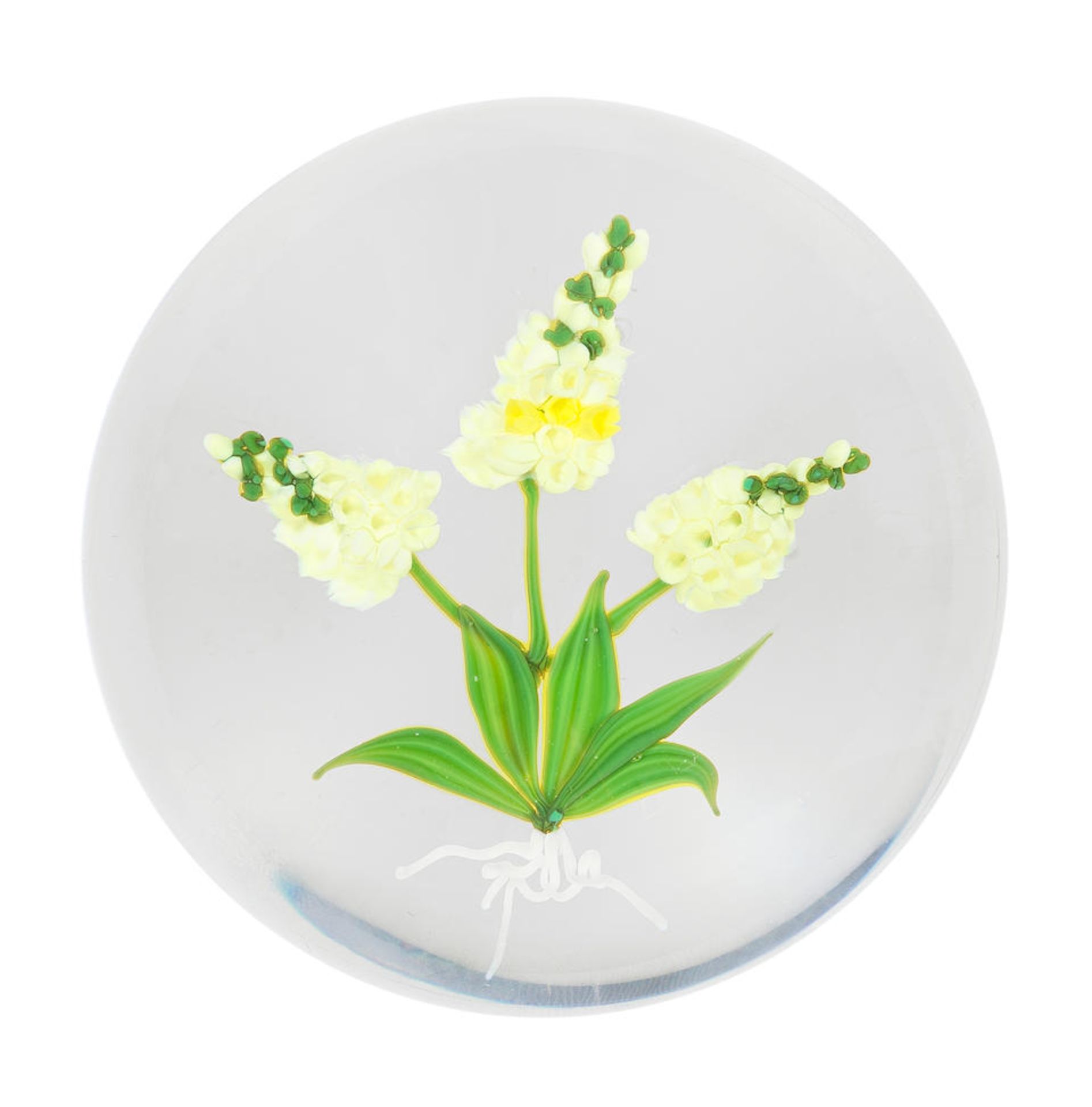 A Paul Stankard yellow gladiolus 'Botanical Interpretation' paperweight, dated 1979